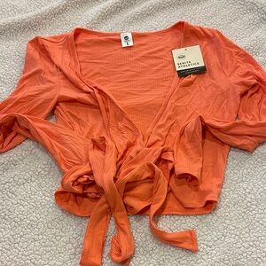 Senita Athletic coral ballet wrap top NWT